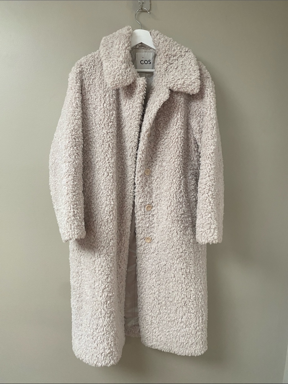 COS Women's Cream Bouclé Coat size 6